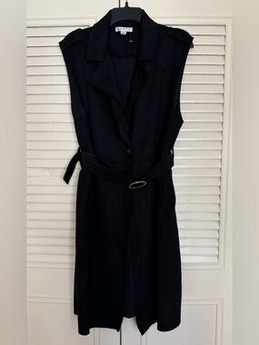 Hyfve Light Black Long Faux Suede Vest Coverup Women’s Size Large NWOT